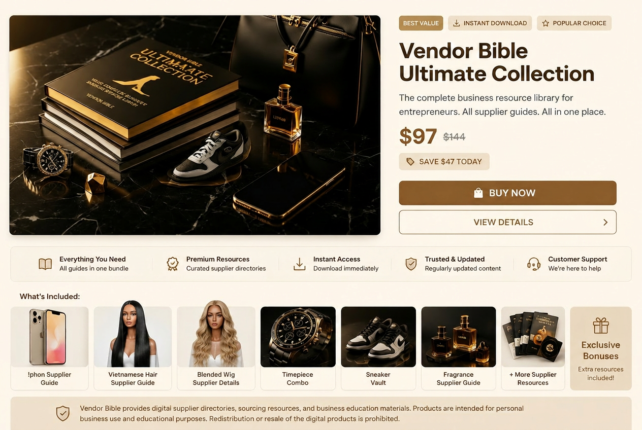 Vendor Bible Ultimate Collection — premium supplier vault
